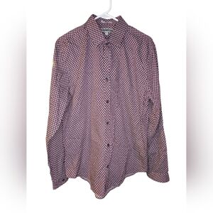 Express Men's Geometric Button-Down Shirt - Red and White